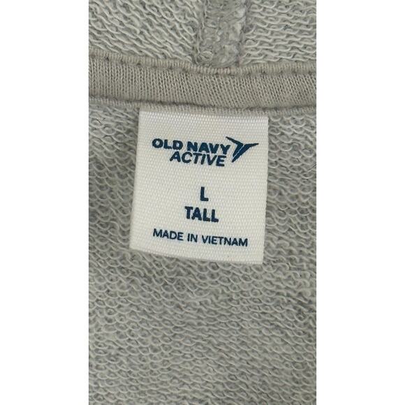 Old Navy Active Large Tall Gray Drawstring Neck Drape Terry Activewear Cardigan - Picture 4 of 7
